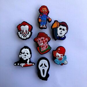 7 Horror Shoe Charms - Movie Series Croc Accessories, Scary Freddy Jason Myers